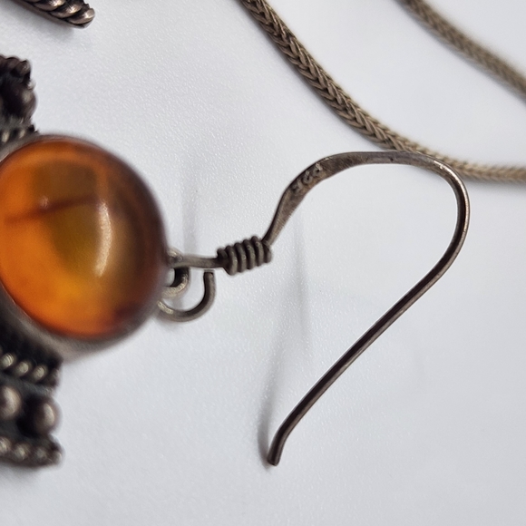 Vintage Boma 925 Sliver Amber Pendant & Earrings - Picture 14 of 14
